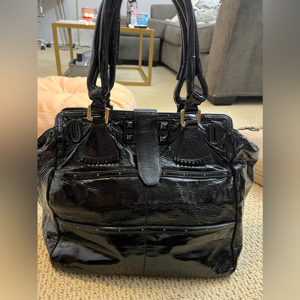 Vintage Chloé Black Patent Leather Tote